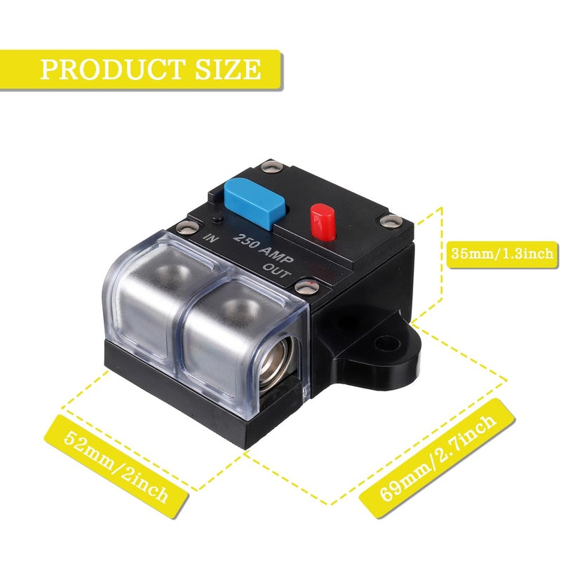 EPLZON 250A Resettable Circuit Breaker - 250 Amp Self Recovery with Manual Reset Button for Car Audio & Amps Protection - Image 5